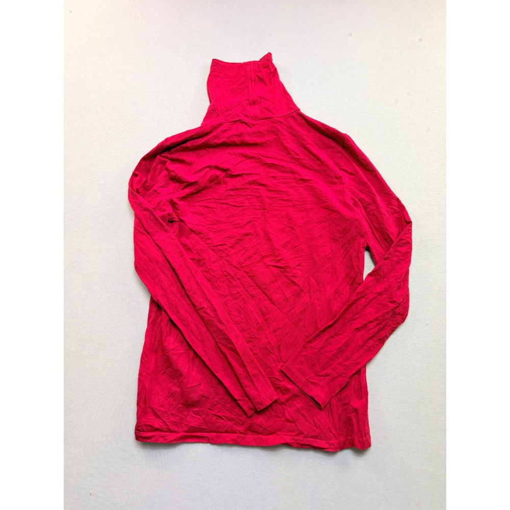 Talbots Turtleneck Top Women Small Red Excellent Long Sleeve Cotton Stretch Tee